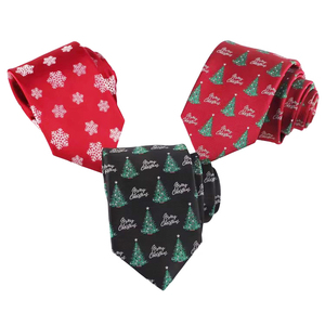 <strong>Red</strong> and Black Xmas Tree Neck <strong>Ties</strong> for Men Luxury 7.5cm Width Polyester <strong>Tie</strong> Christmas Gifts <strong>Ties</strong> for Mens for Party - Product Image 1