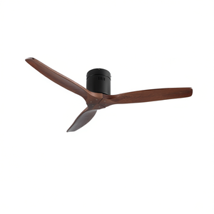 Ventilador de techo YUHAO de 52 pulgadas con 3 aspas, motor de corriente continua, aspas de madera en negro mate, flujo de aire reversible para hoteles - Product Image 1