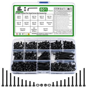 Black Hex Socket Head Screw Set M6 Alloy Steel 100pcs Metric Standard Thread Cup Head Screws Boxed - Product Image 3