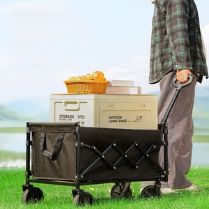 Overmont Collapsible <b>Foldable</b> Alloy Steel Wagon Cart 49.2'' Extended 300LB Load Capacity Tubeless Wheels Portable Shopping - Product Image 6