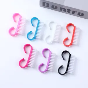 High Quality Care Grip Cleansing Toe Cleaning Horns Dust Nail Pedicure Brush Plastic Cleaner Small Tool Handle Manicure Art