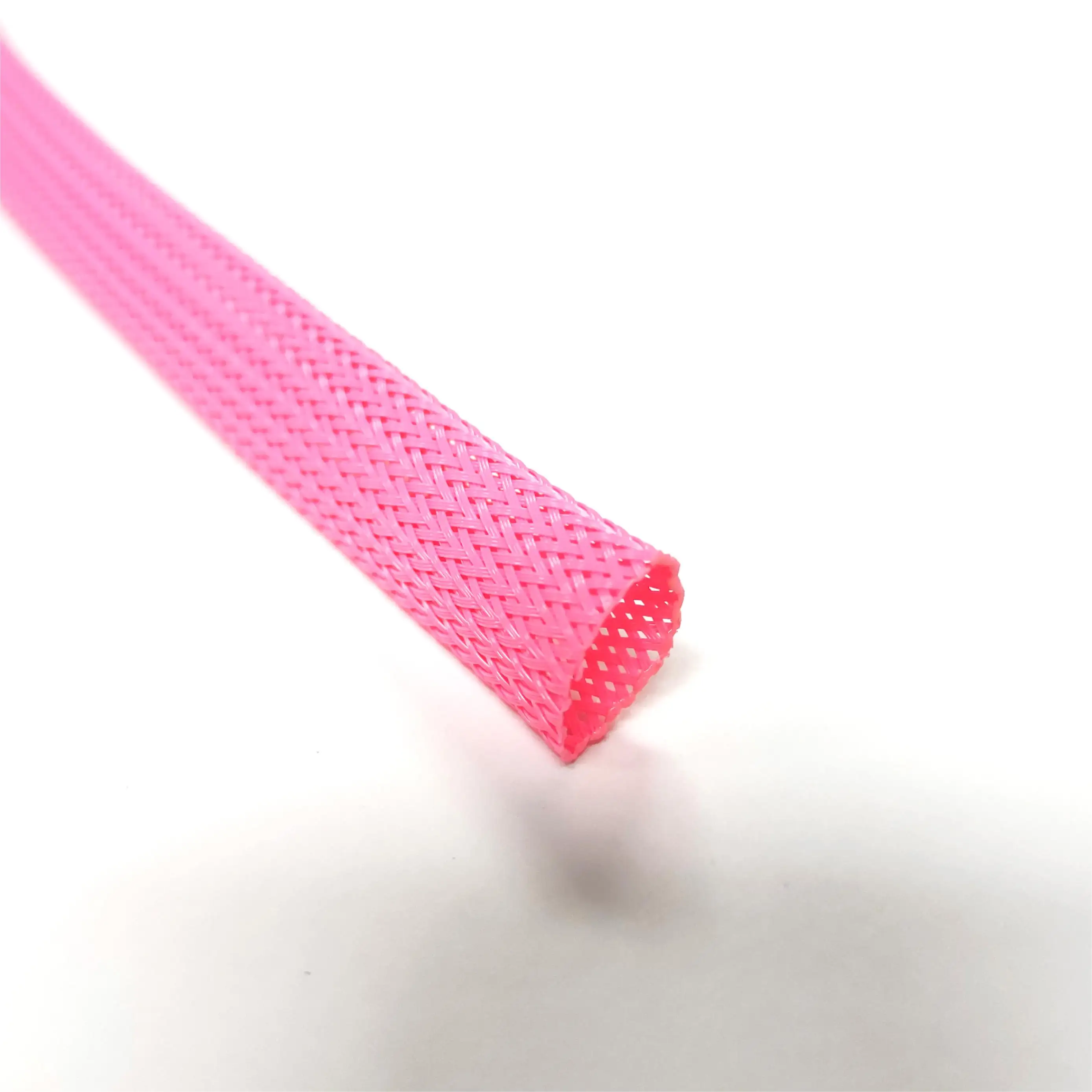 Manicotto per cavo intrecciato espandibile in PET rosa resistente alla fiamma personalizzabile per la protezione del filo