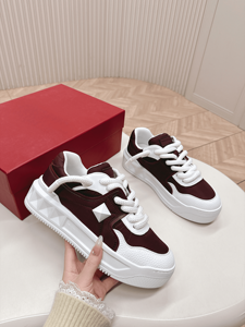 Black and <b>White</b> Color Block <b>Lace</b> Up Sneakers Casual Platform Shoes for Daily Wear - Product Image 4