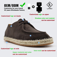 Zapatos Mocasines LANCI Premium al por Mayor, Espadriles de Piel de Becerro y Ante, Zapatos Personalizados con Logotipo, Suela de Yute