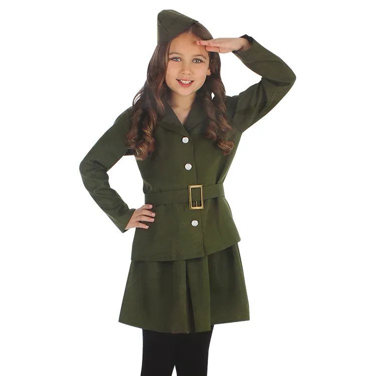 Großhandel benutzer definierte Kinder Party Cosplay Armee Mädchen setzt TV & Film amerikanische Uniform Kleid Anzüge Karneval Kostüm