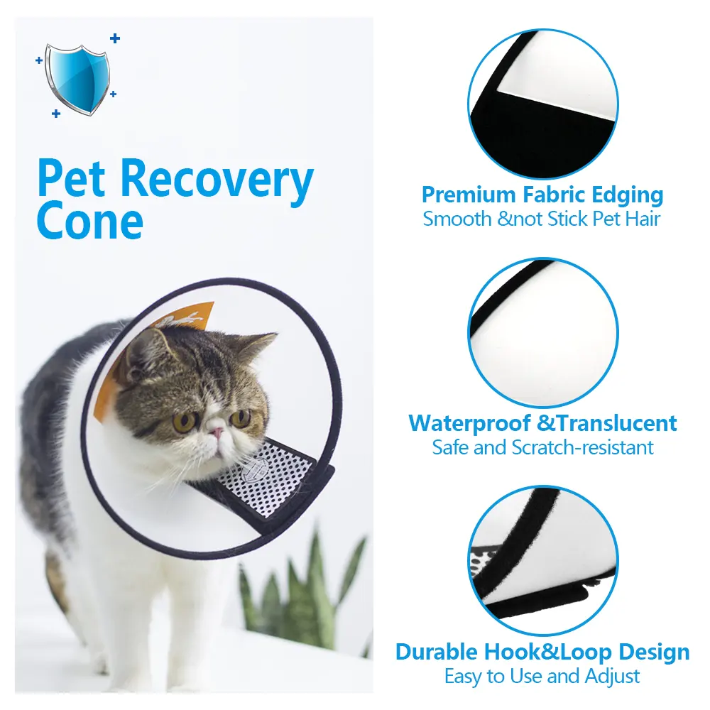 Adjustable Pet Cone Recovery Collar Comfy Dog Cone Collar Protective Collar Safety Practical Plastic E-Collar