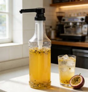 Pompe à sirop et confiture noire 41/400, distributeur à dose fixe 10/15/20/30 ml pour sirop de fruits pulpeux et fruités, bouteille de 750 ml, pour café et bubble tea - Product Image 1