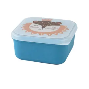 Milieuvriendelijke Pla Food Grade Bamboevezel Snackdoos Dierenprints 200Ml Kleine Vierkante Studenten Lunchbox