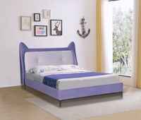 Cadre de lit double King de luxe italien au design minimaliste Queen Size tête de lit en velours couleur personnalisée cadre de lit en métal rose