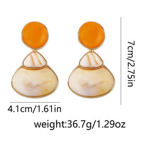 ต่างหูกระดุมเรซินโลหะผสมสไตล์ฝรั่งเศสย้อนยุคสำหรับผู้หญิง - Product Image 2