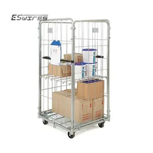 Logistics Transport Cargo Rolling Collapsible Wire Mesh Pallet Container With Caster