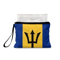 Dompet Koin Kanvas Bendera Nasional Barbados Dompet Ritsleting Portabel Warna Campuran Modis untuk Perjalanan Koin Kartu Kosmetik