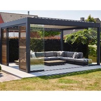 Pergola motorisée de luxe sur mesure en aluminium 6x3 avec panneaux à lames orientables fixes imperméables pour jardin extérieur