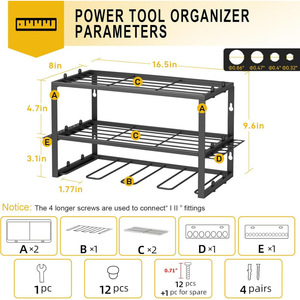 Power tool storage rack, electric drill tool holder, heavy-duty tool <b>shelf</b>, <b>wall</b>-<b>mounted</b> floating tool rack - Product Image 2