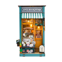 Jouets de construction de maison de poupée et puzzles en bois 3D - Kits de niches à livres miniatures et jouets en bois pour enfants