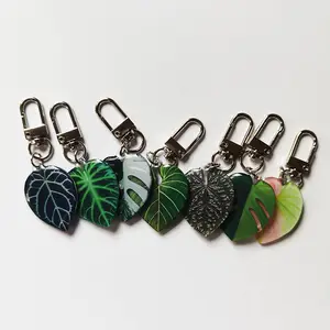 Creative design personalized custom shape leaf logo fashion souvenir mini green plant cactus keychain