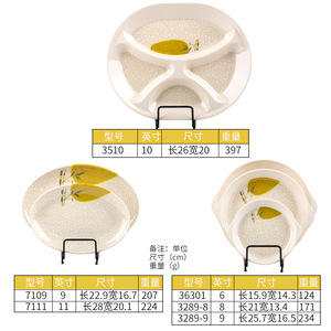 Melamine Imitation Porcelain Dinnerware Set With Bowl Multi Compartment Plate Chinese Retro Style Durable Tableware For Daily - Product Image 3