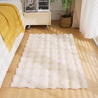 Vente en gros de tapis confortables en fausse fourrure en poils de lapin, tapis jacquard pour chambres et salons en peluche, tapis à poils longs