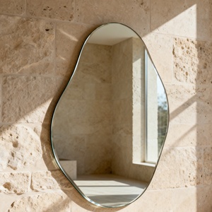 Miroir mural sans cadre de forme irrégulière, bord biseauté, moderne, en forme de goutte d'eau, en verre pour salle de bain, salon, décoration intérieure - Product Image 1