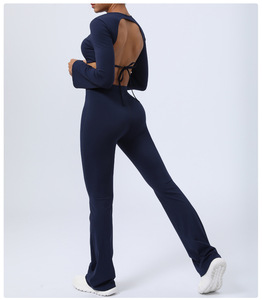 Ropa Deportiva Mujer 2023 Tenue De Sport <span class=keywords><strong>Femme</strong></span> <span class=keywords><strong>Fitness</strong></span> vêtements de sport dos nu haut court pantalon évasé entraînement Yoga ensembles <span class=keywords><strong>Fitness</strong></span> femmes - Product Image 3