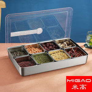Caja de condimentos transparente de seis compartimentos con tapa cuadrada con clip para condimentos sólidos, uso en fiestas - Product Image 4