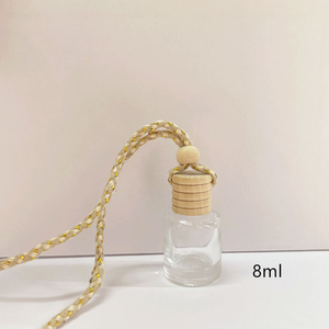 Round Glass <b>Bottle</b> With Wooden Stopper 8ml Hanging <b>Diffuser</b> Car Aroma Fragrance Container Clear Body Home Use - Product Image 1