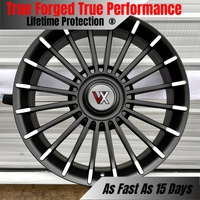 Jantes forgées monobloc VeroX 1 pièce, noir mat avec accent blanc sur les extrémités, 18-24 pouces pour Mercedes Classe S, Classe E, BMW Série 5, Série 7, Audi A6