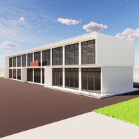 Conteneur détachable à 2 étages Bureau d'entreprise Quartier principal modulaire avec mur de verre Parc industriel