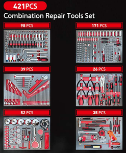 Heavy-Duty 7-<span class=keywords><strong>Drawer</strong></span> công cụ giỏ hàng với 421 cái công cụ thiết lập với lớn bằng thép không gỉ nhôm lưu trữ Xe đẩy cho nhà để xe hội thảo - Product Image 5