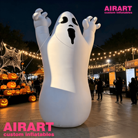 Ballon gonflable publicitaire en forme de fantôme pour la décoration de rue d'Halloween, statue de fantôme LED personnalisée pour accessoires de scène