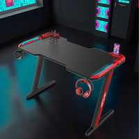 Moderne 120cm RGB lumière LED bureau de jeu en fibre de carbone bureau PC Table de jeu en bois noir PC Table d'ordinateur