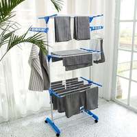 Séchoir à linge pliable à 3 niveaux, séchoir à linge mobile, économiseur d'espace, séchoir vertical avec roulettes pour balcon et petit appartement