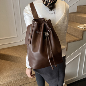 Borsa <span class=keywords><strong>a</strong></span> Tracolla Grande in Pelle PU per <span class=keywords><strong>Donna</strong></span>, Nuova Borsa <span class=keywords><strong>a</strong></span> Secchiello con Coulisse - Product Image 2