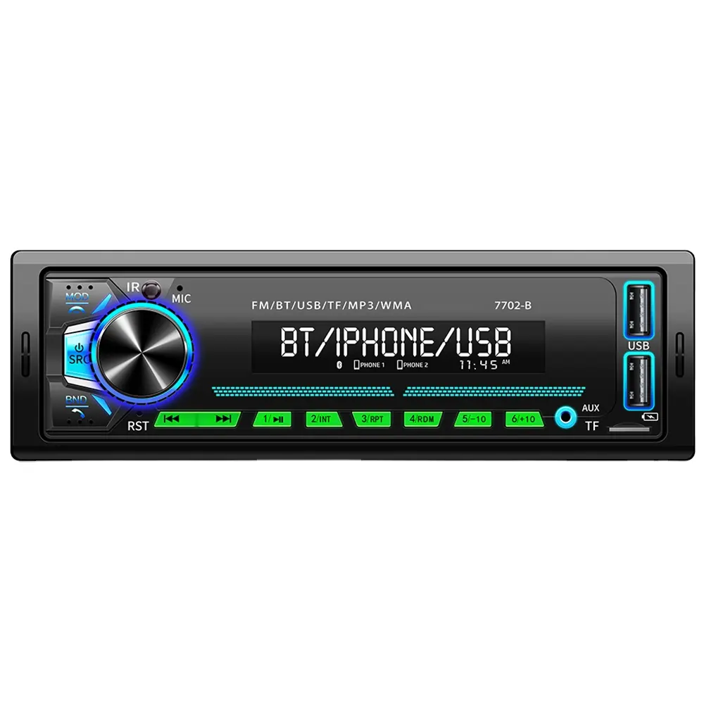 Reproductor Mp3 para coche, Radio Universal multifunción de alta fidelidad con 2 Usb, Aux, Bt