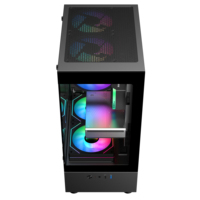 Ruix Hobbit Noir ATX Mid Tower Boîtier d'ordinateur en alliage d'aluminium avec ventilateur à haut débit d'air pour bureau et table de jeu