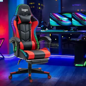 सस्ते chasie गेमिंग कंप्यूटर मालिश गेमिंग कुर्सियों के साथ रोशनी का नेतृत्व किया आरजीबी लाल काले बिच्छू रेसिंग गेमिंग कुर्सी Footrest के साथ