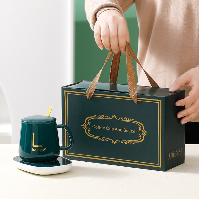 Logo USB Controlled Smart Ceramic Warmer Cup Office & Home Gift Idea Temperature Control Vacuum Smart Self Heating Mug