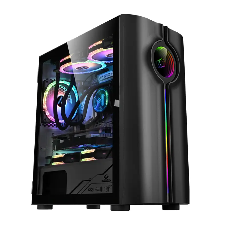 เคสคอมพิวเตอร์สำหรับเล่นเกม ATX Full Tower,เคสคอมพิวเตอร์ส่วนบุคคลพร้อมเคสคอมพิวเตอร์สำหรับเล่นเกมพัดลม RGB