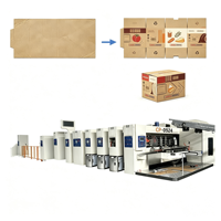 Machine d'emballage automatique pour boîtes en carton avec impression flexographique, rainurage, découpe et plieuse-colleuse