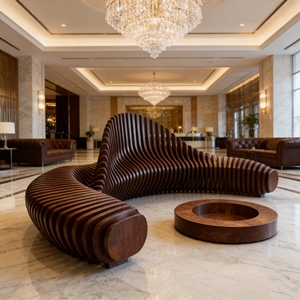 เก้าอี้พักผ่อนไม้ทรงหลายเหลี่ยม Y509 สำหรับกลางแจ้ง ดีไซน์ทันสมัยแบบหลายชั้น เหมาะสำหรับพักผ่อน รอคิว ใช้ได้ในโรงแรม สวน และลานบ้าน - Product Image 5