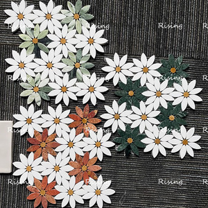 Daisy Hoa Nghệ Thuật Thiết Kế Và Thủ Công Bằng Đá Cẩm Thạch Gạch <span class=keywords><strong>Mosaic</strong></span> Red Travertine Trắng Khảm Cho Nhà Bếp Và Phòng Tắm Tường Gạch - Product Image 4