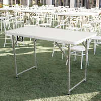 Großhandel 4ft Tragbarer Klappbarer Rechteckiger Catering-Tisch Moderner 122cm Günstiger Kunststoff-Esstisch für Hochzeiten Hotels Eingangsbereich Schlafzimmer