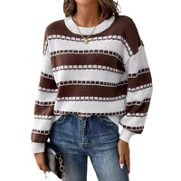 Pull à manches longues pour moto, style minimaliste, à rayures contrastées, en tricot déchiré, avec doublure en laine de coton et élasthanne, et fourrure de cerf
