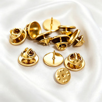 Base de broche multi-tailles en acier inoxydable plaqué or avec clip à pression pour badge; Base de disque rond avec fermoir pour accessoires de bijoux DIY