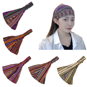 Handmade Cotton Stretchy Bohemian Style Hair Wrap <strong>Hippie</strong> Boho Unisex Yoga <strong>Headband</strong> in Earth Tone for Nurses - Product Image 3