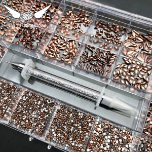 CY vente en gros, boîte de 21 <span class=keywords><strong>treillis</strong></span> en verre à dos plat en cristal strass ongles à dos plat bricolage - Product Image 5