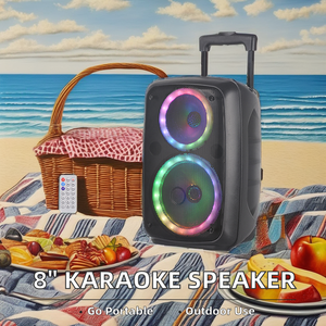 ลำโพงคาราโอเกะวูฟเฟอร์8นิ้วพร้อมไมค์ควบคุมระยะไกลแบบมีสายบลูทูธใช้ในบ้านโรงละครกลางแจ้ง - Product Image 2