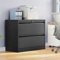 Armoire à dossiers latérale à 2 tiroirs, armoire à dossiers en acier avec serrure, armoire de rangement en métal pour le classement, montage requis, organisateur de bureau