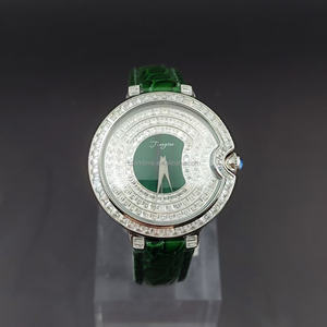 Montre pour femmes d'affaires de luxe à la mode Cadran en diamant et bracelet en cuir Montre à quartz pour les fêtes - Product Image 1