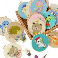 Kit de broderie Punch Needle en gros, motif petite grenouille de dessin animé, brodé, fait main, sur toile de laine, écologique, thème animalier
